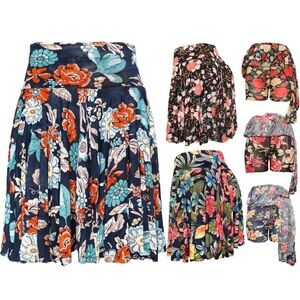 NWT Women's Skort  High Waisted Lightweight Floral Skirt with Built in Shorts